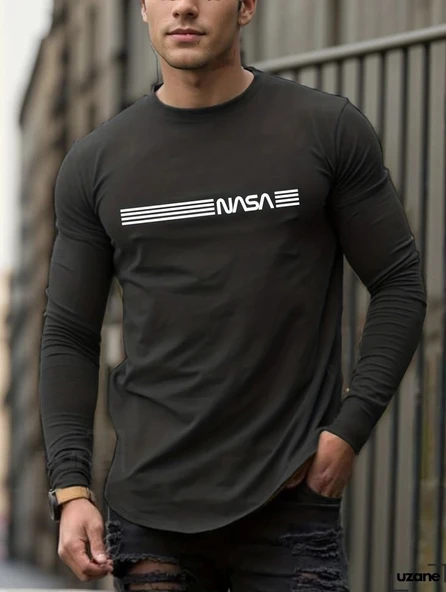 Erkek Uzun Kollu Bisiklet Yaka Viskon Sweat - Resim 3