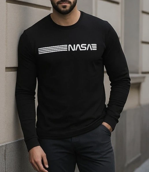 Erkek Uzun Kollu Bisiklet Yaka Viskon Sweat - Resim 5