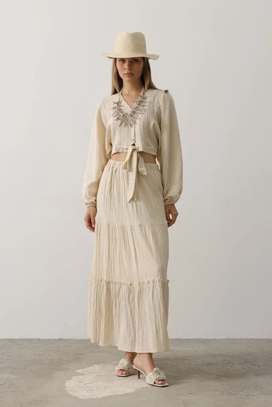 Balon Kollu Etekli Kaş Takım - Taş - Resim 2