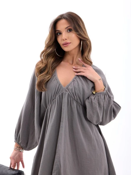 6327 ELBİSE-GRİ - Resim 2