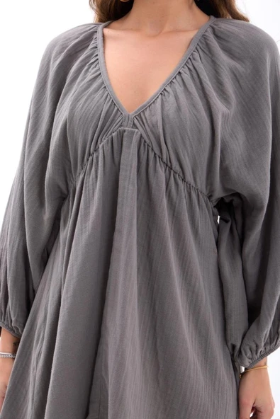 6327 ELBİSE-GRİ - Resim 5