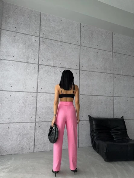 PANTOLON KAPALI CEP 3 DÜĞME DETAYLI - Pembe - Resim 2