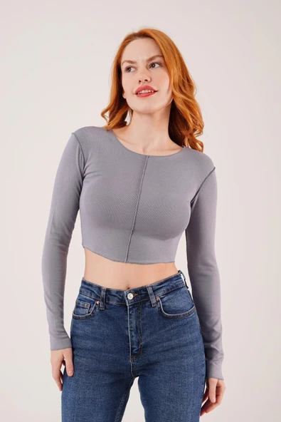 Ters Dikişli Basic Antrasit Body Bluz ürün görseli 1