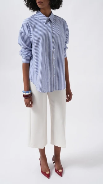 Çizgili Basic Gömlek - Resim 3