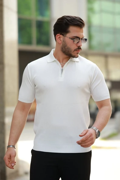 Erkek Fermuarlı Yakalı Kısa Kollu Tshirt ürün görseli 1