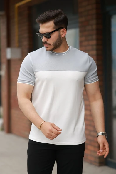 Erkek Parçalı Renk Kısa Kollu Tişört ürün görseli 1