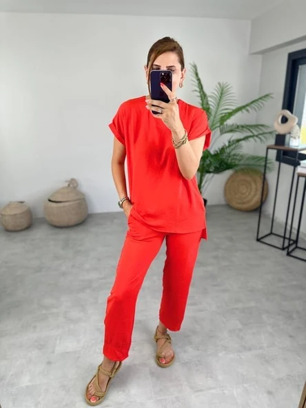 Kadın Bisiklet Yaka Paça Pensli Aerobin Kumaş İkili Takım - Resim 4