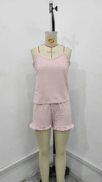 Kadın Ip Askılı Atlet Ve Alt Pon Pon Aerobin Short Takım - Resim 4