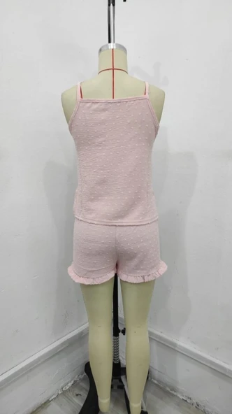 Kadın Ip Askılı Atlet Ve Alt Pon Pon Aerobin Short Takım - Resim 6