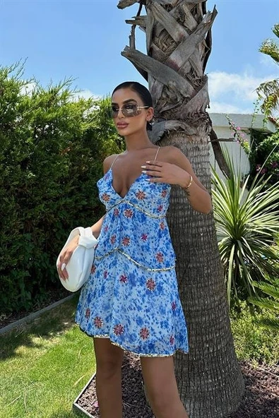 Cheryl Gold Pul Detaylı Elbise 2475-08 - Resim 3