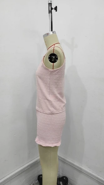 Kadın Ip Askılı Atlet Ve Alt Pon Pon Aerobin Short Takım - Resim 5