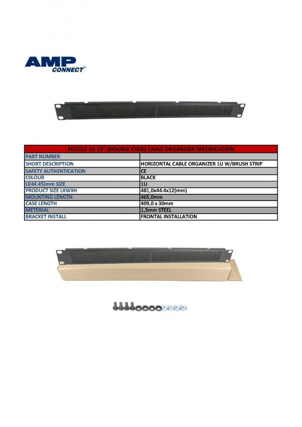"2Lİ KUTU" RACK KABİN 19" 1U FIRÇALI ÇİFT BÖLMELİ FIRÇALI ORGANIZER - 4