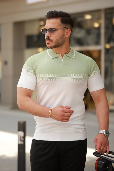 Erkek Hemşire Yaka çift Renk Kısa Kollu Tişört ürün görseli 1