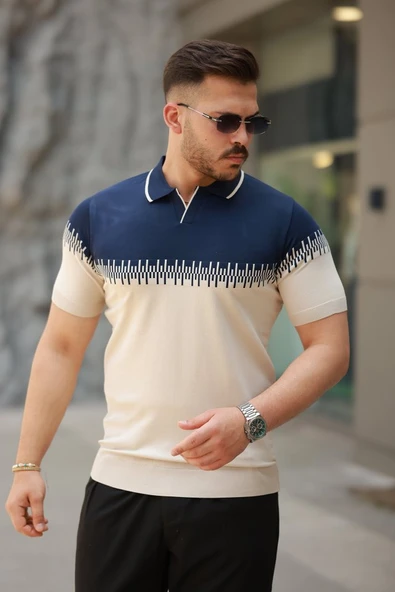 Erkek Hemşire Yaka çift Renk Kısa Kollu Tişört ürün görseli 1