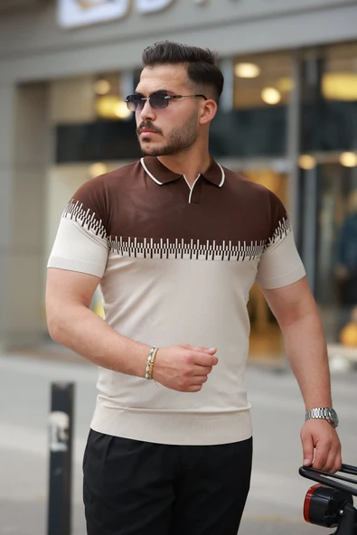 Erkek Hemşire Yaka çift Renk Kısa Kollu Tişört ürün görseli 1