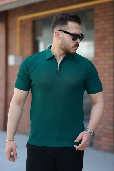 Erkek Fermuarlı Yakalı Kısa Kollu Tshirt ürün görseli 1