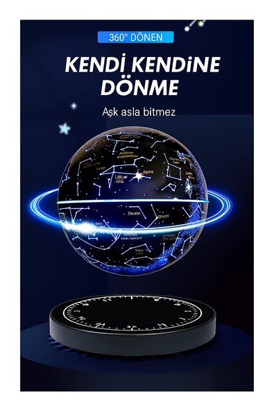 Manyetik Yüzen Gezegen Lamba  Masanıza Şıklık ve Uzayın Büyüsünü Getirin - 3