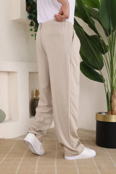 Erkek Beli Lastikli Pileli Baggy Pantolon - Resim 3