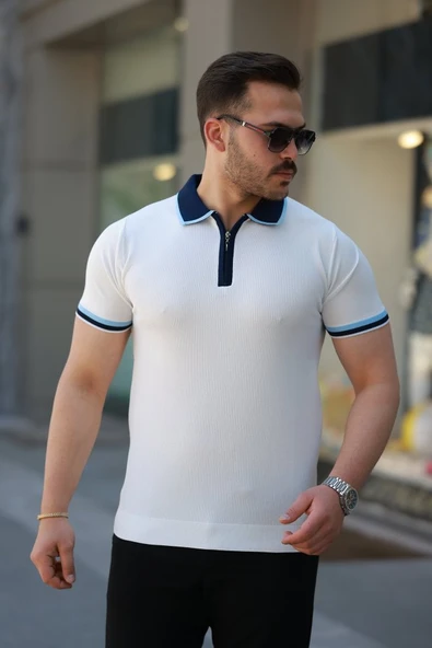 Erkek Renkli Yaka Kısa Kollu Tişört ürün görseli 1