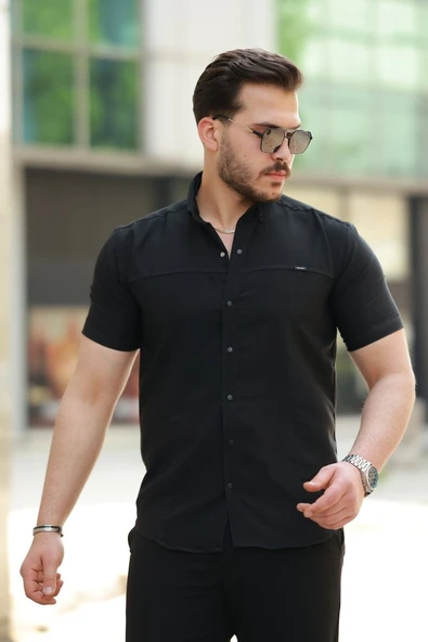 Erkek çıtçıt Düğmeli Kısa Kollu Gömlek ürün görseli