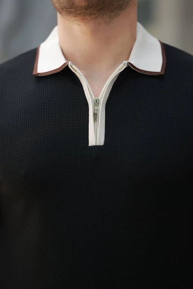 Erkek Renkli Yaka Kısa Kollu Tişört - Resim 3