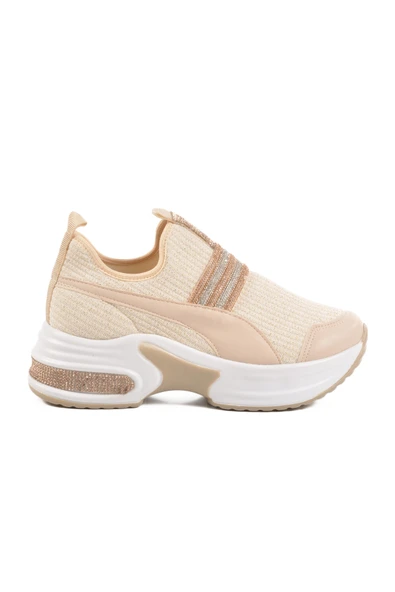 Ayakmod Bej Anorak Taşlı Kadın Sneaker 702307 Z