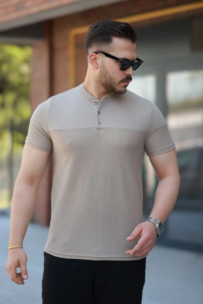 Erkek Hakim Yakalı Kısa Kollu Pamuklu T-shirt ürün görseli 1