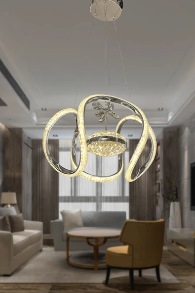 Dünya Eliza Simli Slikonlu Tek Toplu Modern Oturma Led Avizesi - Resim 7