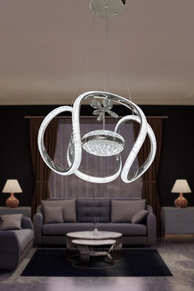 Dünya Eliza Simli Slikonlu Tek Toplu Modern Oturma Led Avizesi - Resim 10