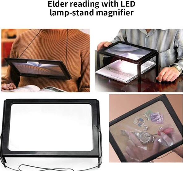 Yaşlılar İçin  A4 Boyutu Masa Tipi Işıklı Okuma Büyüteç Th275205b - 4