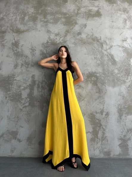 Askılı Maxi Boy Elbise - Resim 3