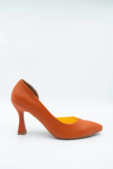 Turuncu Şeffaf Stiletto Kadeh Topuklu Ayakkabı - Solus - Resim 2