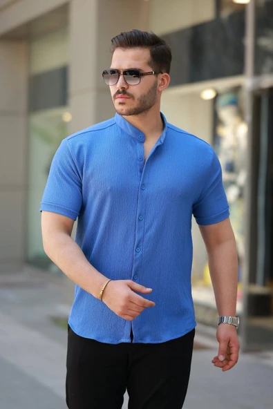 Erkek Hakim Yaka Kısa Kollu Gömlek ürün görseli 1