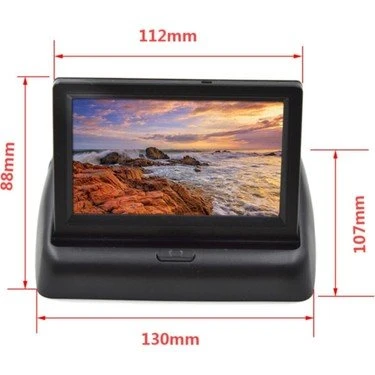 KARE KATLANIR EKRAN+KAMERA 4.3 İNÇ PMX+ARAÇ PARK SENSÖRÜ 22MM SİYAH PMX SESLİ ürün görseli 1