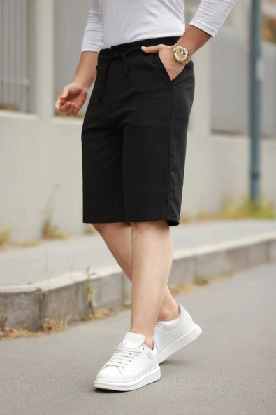 Erkek Beli Bağcıklı Ve Düğmeli Bezayağı Kumaş şort ürün görseli 1