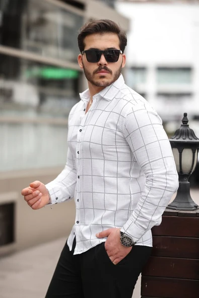 Erkek Kare Desenli Gömlek - Resim 3