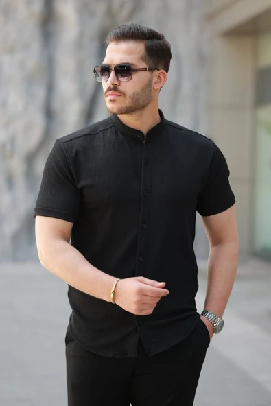 Erkek Hakim Yaka Kısa Kollu Gömlek ürün görseli 1