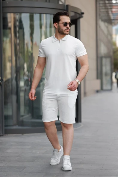 Erkek Yakalı Fermuarlı T-shirt şort Ikili Takım ürün görseli 1