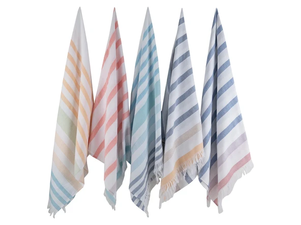 Renkli Çizgili Desenli Hafif Çok Amaçlı 70x140 cm Peştamal Baveno - Resim 11