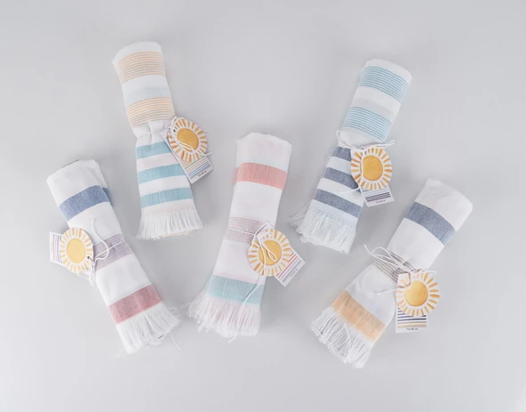 Renkli Çizgili Desenli Hafif Çok Amaçlı 70x140 cm Peştamal Baveno - Resim 12