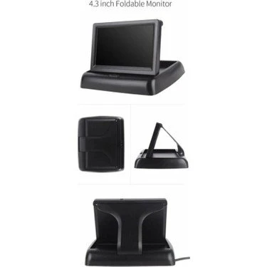 KARE KATLANIR EKRAN+KAMERA 4.3 İNÇ PMX+ARAÇ PARK SENSÖRÜ 22MM SİYAH PMX SESLİ - Resim 4