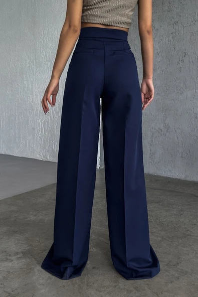 Üç Düğme Detayli Palazzo Pantolon - Resim 2