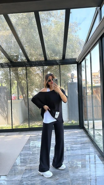 Kadın Asimetrik Kesim Arma Detay Atlet Dahil üçlü Takım ürün görseli 1