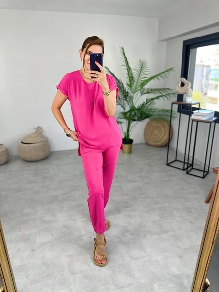 Kadın Bisiklet Yaka Paça Pensli Aerobin Kumaş İkili Takım ürün görseli 1