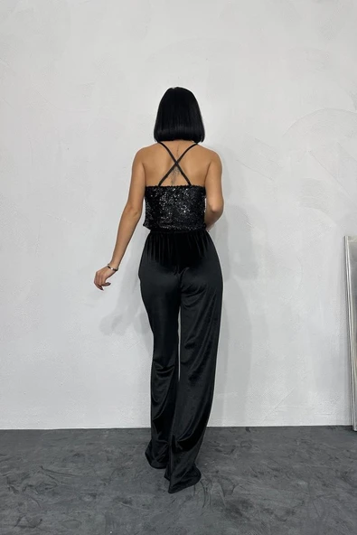 Siyah Askılı Degaje Bluz - Resim 3