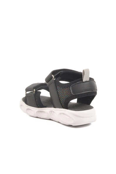 Ayakmod Siyah Cırtlı Işıklı Kız Bebek Sandalet 018127 B - Resim 4