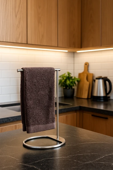 Silver Renk Metal Dikey Havluluk Paslanmaz | Tezgah Üstü Modern Banyo, Mutfak Organizer, Çok Amaçlı ürün görseli 1