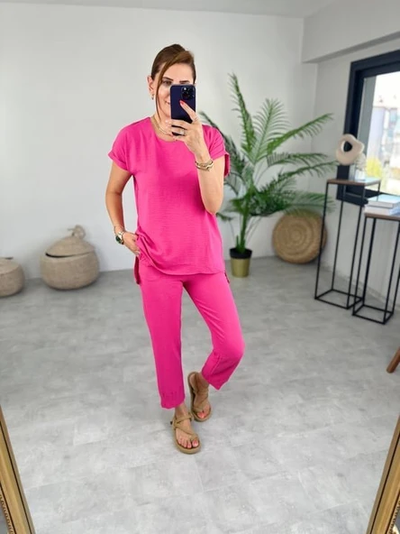 Kadın Bisiklet Yaka Paça Pensli Aerobin Kumaş İkili Takım - Resim 2