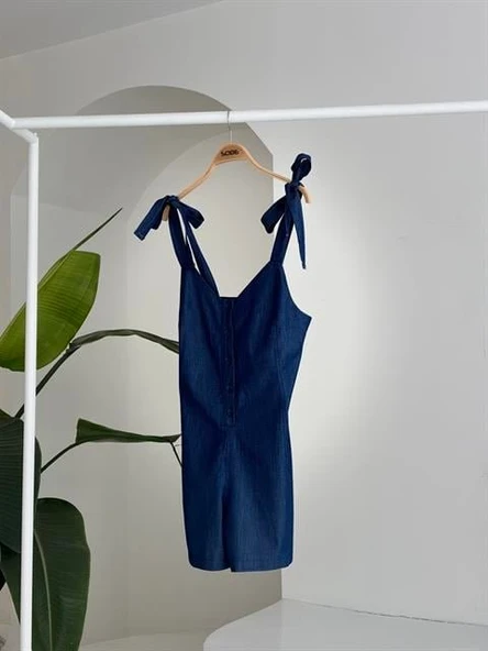 Tensel Denim Kumaşlı Mini Tulum 1363 - Resim 9