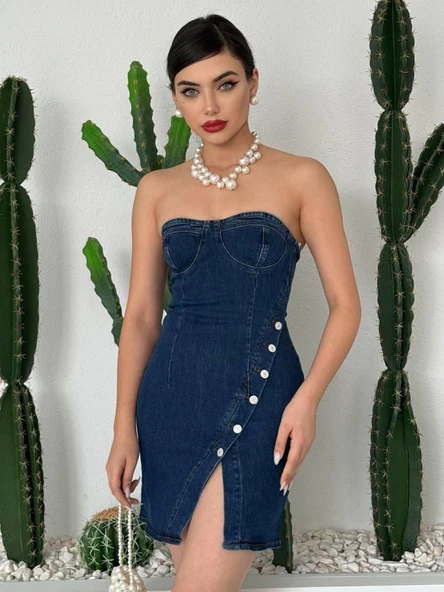 Nerg Düğme Detaylı Elbise ürün görseli 1